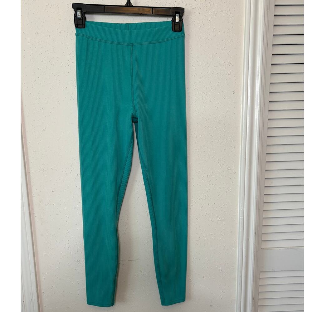 Alo Yoga Ribbed High Waist Blissful Leggings Teal Size XS Minimalist